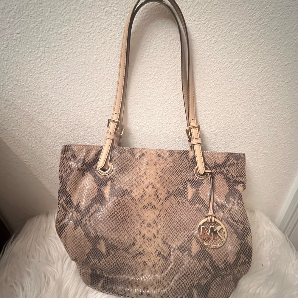 Michael Kors Tan Snake Print Shoulder Bag